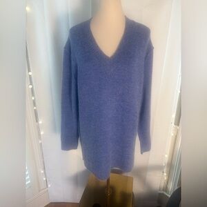 Magaschoni Periwinkle Blue Alpaca Wool Blend Oversized V-Neck Sweater Women’s L